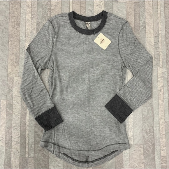 Free People Grey Good On You 3/4 Sleeve Tee - Picture 2 of 7